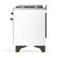 ILVE Majestic III 48-Inch Dual Fuel Range with 5 Sealed Burners + Griddle + French Top, 5.02 cu. ft. Oven, White with Burnished Trim, Liquid Propane, Solid Door, UM48FQNR3WHBLP