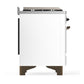 ILVE Majestic III 48-Inch Dual Fuel Range with 5 Sealed Burners + Griddle + French Top, 5.02 cu. ft. Oven, White with Burnished Trim, Natural Gas, Solid Door, UM48FQNR3WHB