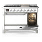 ILVE Majestic III 48-Inch Dual Fuel Range with 5 Sealed Burners + Griddle + French Top, 5.02 cu. ft. Oven, White with Chrome Trim, Liquid Propane, Solid Door, UM48FQNR3WHCLP