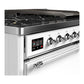 ILVE Majestic III 48-Inch Dual Fuel Range with 5 Sealed Burners + Griddle + French Top, 5.02 cu. ft. Oven, White with Chrome Trim, Liquid Propane, Solid Door, UM48FQNR3WHCLP