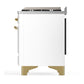 ILVE Majestic III 48-Inch Dual Fuel Range with 5 Sealed Burners + Griddle + French Top, 5.02 cu. ft. Oven, White with Brass Trim, Liquid Propane, Solid Door, UM48FQNR3WHGLP