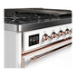 ILVE Majestic III 48-Inch Dual Fuel Range with 5 Sealed Burners + Griddle + French Top, 5.02 cu. ft. Oven, White with Copper Trim, Natural Gas, Solid Door, UM48FQNR3WHP