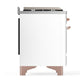 ILVE Majestic III 48-Inch Dual Fuel Range with 5 Sealed Burners + Griddle + French Top, 5.02 cu. ft. Oven, White with Copper Trim, Natural Gas, Solid Door, UM48FQNR3WHP