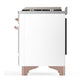 ILVE Majestic III 48-Inch Dual Fuel Range with 5 Sealed Burners + Griddle + French Top, 5.02 cu. ft. Oven, White with Copper Trim, Natural Gas, Solid Door, UM48FQNR3WHP