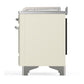 ILVE Majestic III 48-Inch Dual Fuel Range with 5 Sealed Burners + Griddle + French Top, 5.02 cu. ft. Oven, Antique White with Chrome Trim, Natural Gas, Triple Glass Door, UM48FSNR3AWC