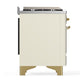 ILVE Majestic III 48-Inch Dual Fuel Range with 5 Sealed Burners + Griddle + French Top, 5.02 cu. ft. Oven, Antique White with Brass Trim, Natural Gas, Triple Glass Door, UM48FSNR3AWG