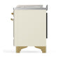ILVE Majestic III 48-Inch Dual Fuel Range with 5 Sealed Burners + Griddle + French Top, 5.02 cu. ft. Oven, Antique White with Brass Trim, Natural Gas, Triple Glass Door, UM48FSNR3AWG