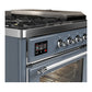ILVE Majestic III 48-Inch Dual Fuel Range with 5 Sealed Burners + Griddle + French Top, 5.02 cu. ft. Oven, Blue Grey with Chrome Trim, Liquid Propane, Triple Glass Door, UM48FSNR3BGCLP