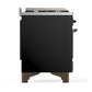 ILVE Majestic III 48-Inch Dual Fuel Range with 5 Sealed Burners + Griddle + French Top, 5.02 cu. ft. Oven, Glossy Black with Burnished Trim, Liquid Propane, Triple Glass Door, UM48FSNR3BKBLP