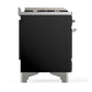 ILVE Majestic III 48-Inch Dual Fuel Range with 5 Sealed Burners + Griddle + French Top, 5.02 cu. ft. Oven, Glossy Black with Chrome Trim, Liquid Propane, Triple Glass Door, UM48FSNR3BKCLP