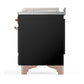 ILVE Majestic III 48-Inch Dual Fuel Range with 5 Sealed Burners + Griddle + French Top, 5.02 cu. ft. Oven, Glossy Black with Copper Trim, Natural Gas, Triple Glass Door, UM48FSNR3BKP