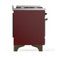 ILVE Majestic III 48-Inch Dual Fuel Range with 5 Sealed Burners + Griddle + French Top, 5.02 cu. ft. Oven, Burgundy with Burnished Trim, Liquid Propane, Triple Glass Door, UM48FSNR3BUBLP