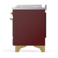 ILVE Majestic III 48-Inch Dual Fuel Range with 5 Sealed Burners + Griddle + French Top, 5.02 cu. ft. Oven, Burgundy with Brass Trim, Natural Gas, Triple Glass Door, UM48FSNR3BUG