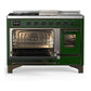 ILVE Majestic III 48-Inch Dual Fuel Range with 5 Sealed Burners + Griddle + French Top, 5.02 cu. ft. Oven, Emerald Green with Burnished Trim, Liquid Propane, Triple Glass Door, UM48FSNR3EGBLP