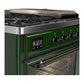 ILVE Majestic III 48-Inch Dual Fuel Range with 5 Sealed Burners + Griddle + French Top, 5.02 cu. ft. Oven, Emerald Green with Burnished Trim, Natural Gas, Triple Glass Door, UM48FSNR3EGB