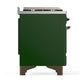 ILVE Majestic III 48-Inch Dual Fuel Range with 5 Sealed Burners + Griddle + French Top, 5.02 cu. ft. Oven, Emerald Green with Burnished Trim, Natural Gas, Triple Glass Door, UM48FSNR3EGB