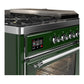 ILVE Majestic III 48-Inch Dual Fuel Range with 5 Sealed Burners + Griddle + French Top, 5.02 cu. ft. Oven, Emerald Green with Chrome Trim, Natural Gas, Triple Glass Door, UM48FSNR3EGC