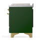 ILVE Majestic III 48-Inch Dual Fuel Range with 5 Sealed Burners + Griddle + French Top, 5.02 cu. ft. Oven, Emerald Green with Brass Trim, Liquid Propane, Triple Glass Door, UM48FSNR3EGGLP