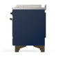 ILVE Majestic III 48-Inch Dual Fuel Range with 5 Sealed Burners + Griddle + French Top, 5.02 cu. ft. Oven, Mightnight Blue with Burnished Trim, Liquid Propane, Triple Glass Door, UM48FSNR3MBBLP