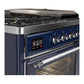 ILVE Majestic III 48-Inch Dual Fuel Range with 5 Sealed Burners + Griddle + French Top, 5.02 cu. ft. Oven, Mightnight Blue with Chrome Trim, Natural Gas, Triple Glass Door, UM48FSNR3MBC