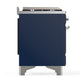 ILVE Majestic III 48-Inch Dual Fuel Range with 5 Sealed Burners + Griddle + French Top, 5.02 cu. ft. Oven, Mightnight Blue with Chrome Trim, Natural Gas, Triple Glass Door, UM48FSNR3MBC