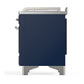 ILVE Majestic III 48-Inch Dual Fuel Range with 5 Sealed Burners + Griddle + French Top, 5.02 cu. ft. Oven, Mightnight Blue with Chrome Trim, Natural Gas, Triple Glass Door, UM48FSNR3MBC