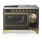ILVE Majestic III 48-Inch Dual Fuel Range with 5 Sealed Burners + Griddle + French Top, 5.02 cu. ft. Oven, Matte Graphite with Brass Trim, Natural Gas, Triple Glass Door, UM48FSNR3MGG
