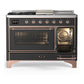 ILVE Majestic III 48-Inch Dual Fuel Range with 5 Sealed Burners + Griddle + French Top, 5.02 cu. ft. Oven, Matte Graphite with Copper Trim, Natural Gas, Triple Glass Door, UM48FSNR3MGP
