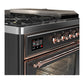 ILVE Majestic III 48-Inch Dual Fuel Range with 5 Sealed Burners + Griddle + French Top, 5.02 cu. ft. Oven, Matte Graphite with Copper Trim, Natural Gas, Triple Glass Door, UM48FSNR3MGP