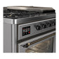 ILVE Majestic III 48-Inch Dual Fuel Range with 5 Sealed Burners + Griddle + French Top, 5.02 cu. ft. Oven, Stainless Steel with Burnished Trim, Liquid Propane, Triple Glass Door, UM48FSNR3SSBLP