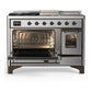 ILVE Majestic III 48-Inch Dual Fuel Range with 5 Sealed Burners + Griddle + French Top, 5.02 cu. ft. Oven, Stainless Steel with Burnished Trim, Natural Gas, Triple Glass Door, UM48FSNR3SSB