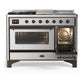 ILVE Majestic III 48-Inch Dual Fuel Range with 5 Sealed Burners + Griddle + French Top, 5.02 cu. ft. Oven, Stainless Steel with Burnished Trim, Natural Gas, Triple Glass Door, UM48FSNR3SSB
