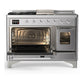 ILVE Majestic III 48-Inch Dual Fuel Range with 5 Sealed Burners + Griddle + French Top, 5.02 cu. ft. Oven, Stainless Steel with Chrome Trim, Liquid Propane, Triple Glass Door, UM48FSNR3SSCLP