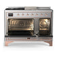 ILVE Majestic III 48-Inch Dual Fuel Range with 5 Sealed Burners + Griddle + French Top, 5.02 cu. ft. Oven, Stainless Steel with Copper Trim, Liquid Propane, Triple Glass Door, UM48FSNR3SSPLP