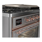 ILVE Majestic III 48-Inch Dual Fuel Range with 5 Sealed Burners + Griddle + French Top, 5.02 cu. ft. Oven, Stainless Steel with Copper Trim, Liquid Propane, Triple Glass Door, UM48FSNR3SSPLP