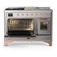 ILVE Majestic III 48-Inch Dual Fuel Range with 5 Sealed Burners + Griddle + French Top, 5.02 cu. ft. Oven, Stainless Steel with Copper Trim, Natural Gas, Triple Glass Door, UM48FSNR3SSP