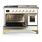 ILVE Majestic III 48-Inch Dual Fuel Range with 5 Sealed Burners + Griddle + French Top, 5.02 cu. ft. Oven, White with Brass Trim, Liquid Propane, Triple Glass Door, UM48FSNR3WHGLP