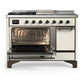 ILVE Majestic III 48-Inch Dual Fuel Range with 5 Sealed Burners + Griddle + French Top, 5.02 cu. ft. Oven, Antique White with Burnished Trim, Liquid Propane, Solid Door, UM48FSQNR3AWBLP