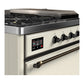 ILVE Majestic III 48-Inch Dual Fuel Range with 5 Sealed Burners + Griddle + French Top, 5.02 cu. ft. Oven, Antique White with Burnished Trim, Natural Gas, Solid Door, UM48FSQNR3AWB