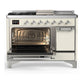 ILVE Majestic III 48-Inch Dual Fuel Range with 5 Sealed Burners + Griddle + French Top, 5.02 cu. ft. Oven, Antique White with Chrome Trim, Liquid Propane, Solid Door, UM48FSQNR3AWCLP