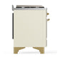 ILVE Majestic III 48-Inch Dual Fuel Range with 5 Sealed Burners + Griddle + French Top, 5.02 cu. ft. Oven, Antique White with Brass Trim, Liquid Propane, Solid Door, UM48FSQNR3AWGLP