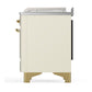 ILVE Majestic III 48-Inch Dual Fuel Range with 5 Sealed Burners + Griddle + French Top, 5.02 cu. ft. Oven, Antique White with Brass Trim, Liquid Propane, Solid Door, UM48FSQNR3AWGLP