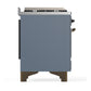 ILVE Majestic III 48-Inch Dual Fuel Range with 5 Sealed Burners + Griddle + French Top, 5.02 cu. ft. Oven, Blue Grey with Burnished Trim, Natural Gas, Solid Door, UM48FSQNR3BGB