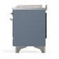 ILVE Majestic III 48-Inch Dual Fuel Range with 5 Sealed Burners + Griddle + French Top, 5.02 cu. ft. Oven, Blue Grey with Chrome Trim, Natural Gas, Solid Door, UM48FSQNR3BGC