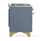 ILVE Majestic III 48-Inch Dual Fuel Range with 5 Sealed Burners + Griddle + French Top, 5.02 cu. ft. Oven, Blue Grey with Brass Trim, Natural Gas, Solid Door, UM48FSQNR3BGG