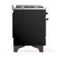 ILVE Majestic III 48-Inch Dual Fuel Range with 5 Sealed Burners + Griddle + French Top, 5.02 cu. ft. Oven, Glossy Black with Burnished Trim, Natural Gas, Solid Door, UM48FSQNR3BKB