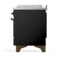ILVE Majestic III 48-Inch Dual Fuel Range with 5 Sealed Burners + Griddle + French Top, 5.02 cu. ft. Oven, Glossy Black with Burnished Trim, Natural Gas, Solid Door, UM48FSQNR3BKB