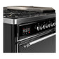 ILVE Majestic III 48-Inch Dual Fuel Range with 5 Sealed Burners + Griddle + French Top, 5.02 cu. ft. Oven, Glossy Black with Chrome Trim, Natural Gas, Solid Door, UM48FSQNR3BKC
