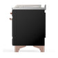 ILVE Majestic III 48-Inch Dual Fuel Range with 5 Sealed Burners + Griddle + French Top, 5.02 cu. ft. Oven, Glossy Black with Copper Trim, Natural Gas, Solid Door, UM48FSQNR3BKP