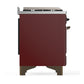 ILVE Majestic III 48-Inch Dual Fuel Range with 5 Sealed Burners + Griddle + French Top, 5.02 cu. ft. Oven, Burgundy with Burnished Trim, Natural Gas, Solid Door, UM48FSQNR3BUB